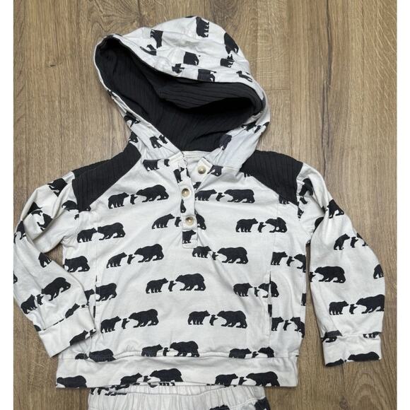 Kate Quinn 2 Piece Kid Size 5Y Bears Lounge Pants Hooded Shirt Organic Cotton - Picture 3 of 10